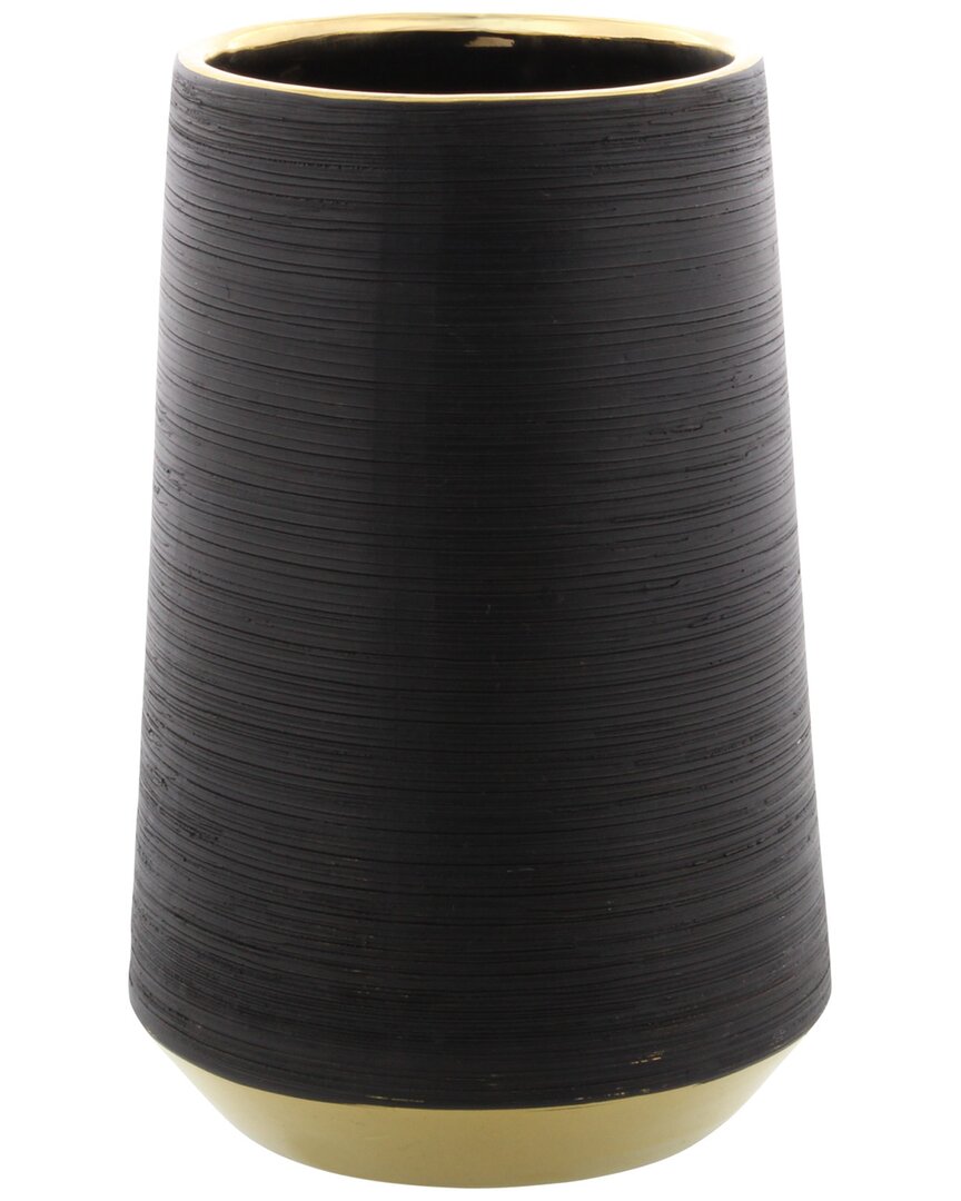 Cosmoliving By Cosmopolitan Glam Cylinder Porcelain Vase In Black