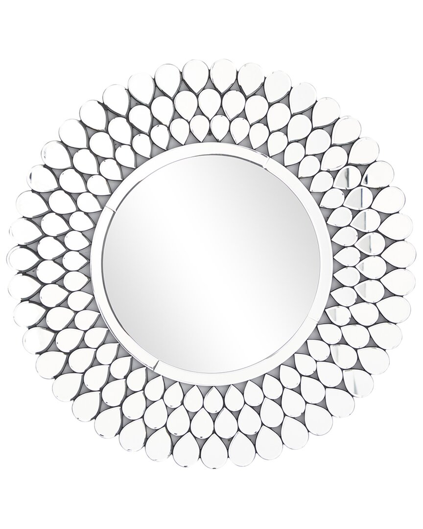 Peyton Lane Starburst Glass Wall Mirror With Teardrop Embellishment In Silver