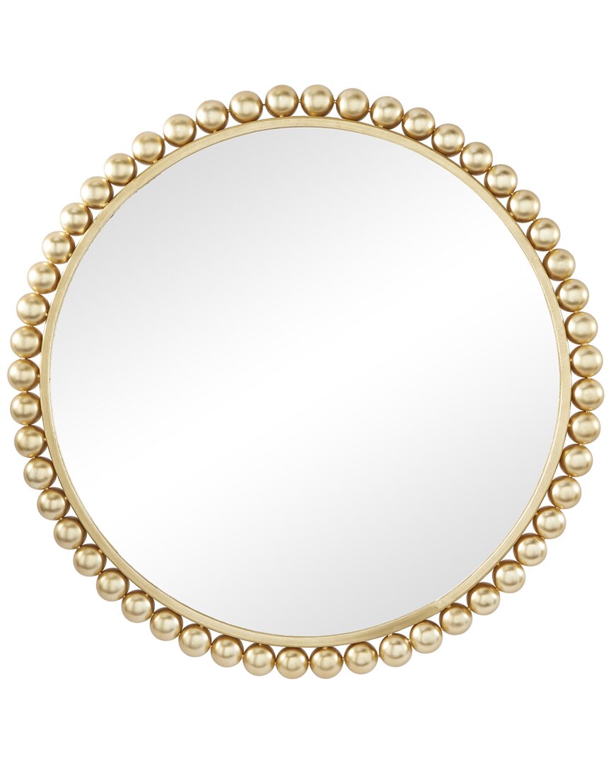 Cosmoliving By Cosmopolitan Metal Wall Mirror With Bead Detailing In Gold