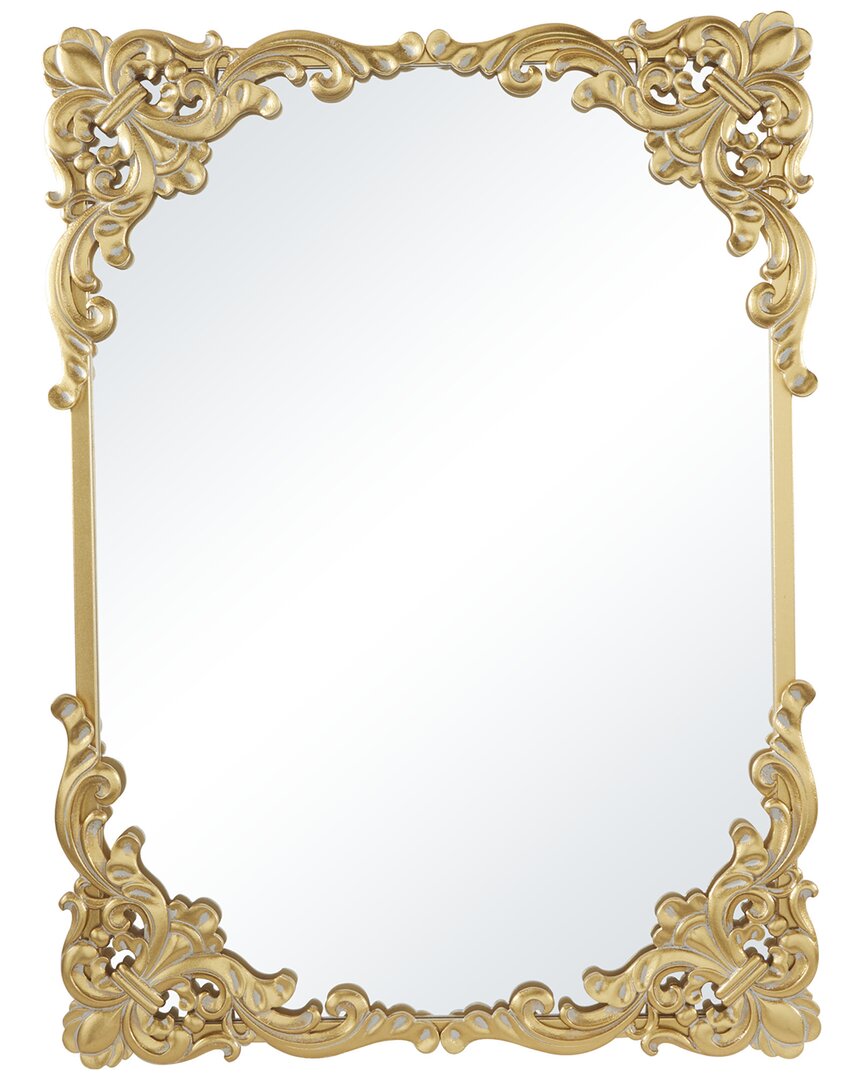 Peyton Lane Floral Wood Carved Acanthus Wall Mirror In Gold