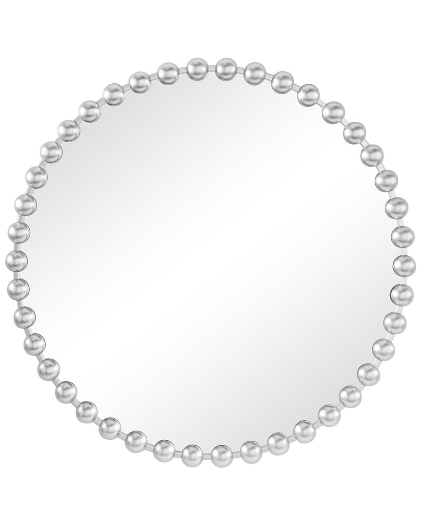 Cosmoliving By Cosmopolitan Metal Wall Mirror With Beaded Detailing In Silver