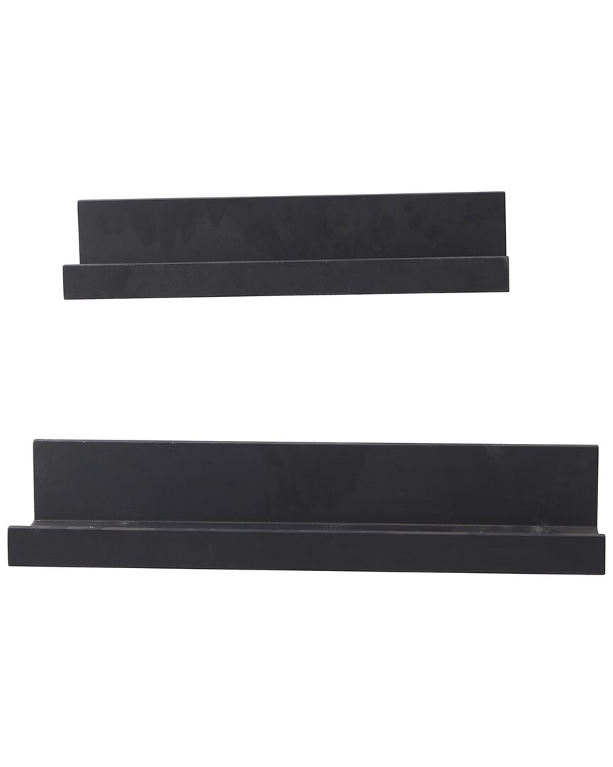 Cosmoliving By Cosmopolitan Set Of 2 Wood 2 Shelves Wall Shelf With Lip In Black