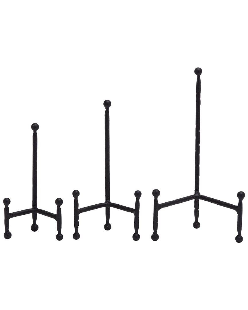 Peyton Lane Set Of 3 Modern Solid Metal Easel With Ball Details In Black