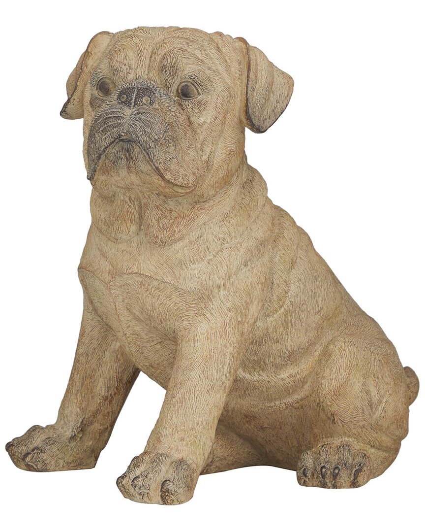 Peyton Lane Dog Light Polystone Pug Sculpture In Brown