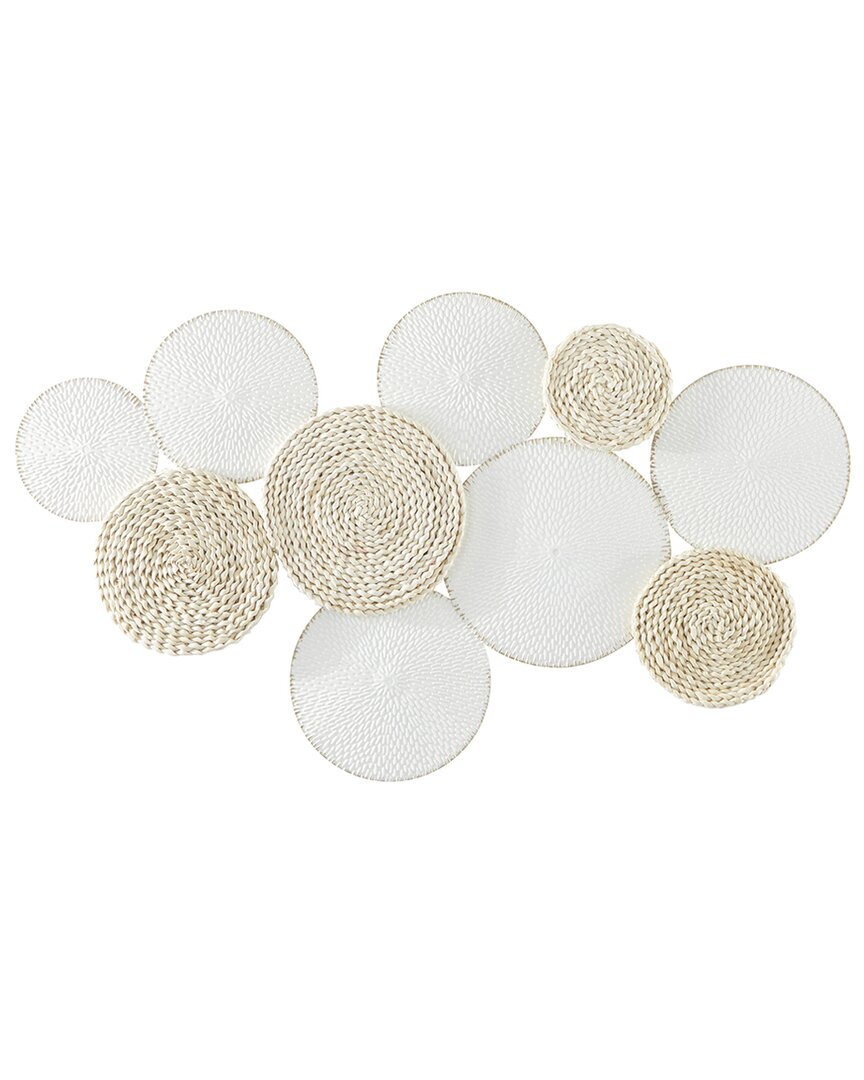 The Novogratz Plate White Metal Rope Design Wall Decor With Textured Pattern