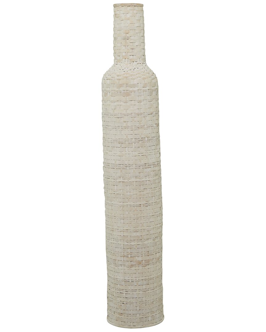Peyton Lane Bamboo Tall Woven Floor Vase In White