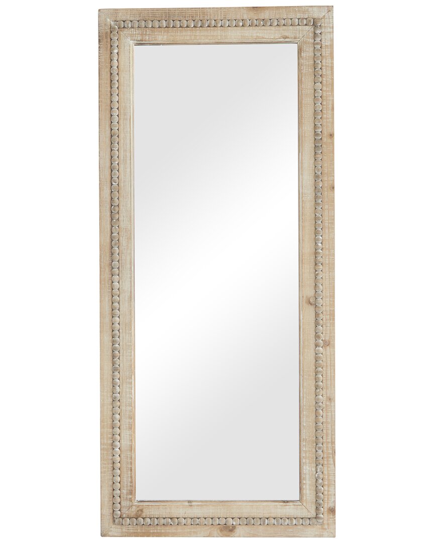 Peyton Lane Wood Distressed Wall Mirror With Beaded Detailing In Brown