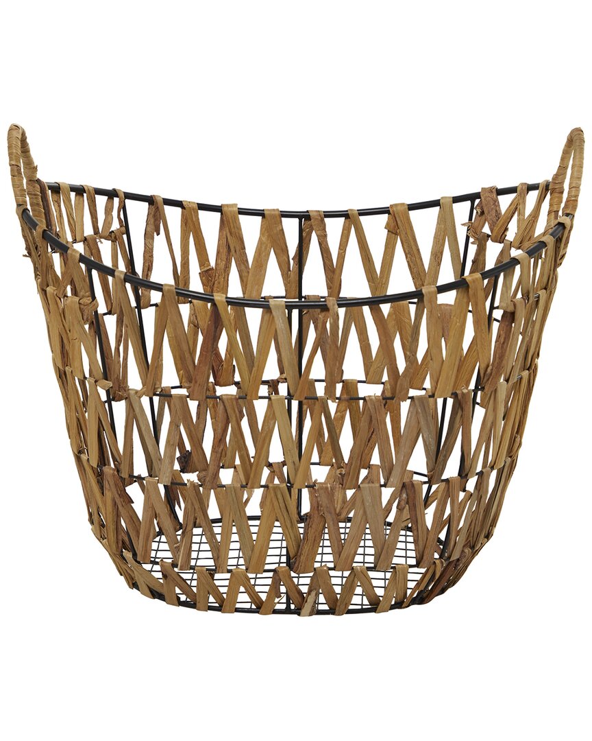 The Novogratz Brown Metal Storage Basket With Handles