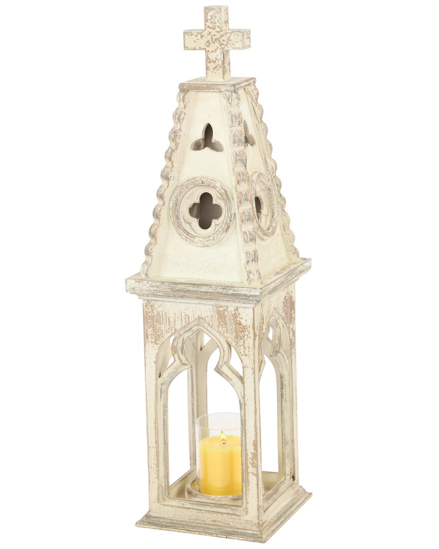 Peyton Lane Vintage Solid Wood Lantern In White