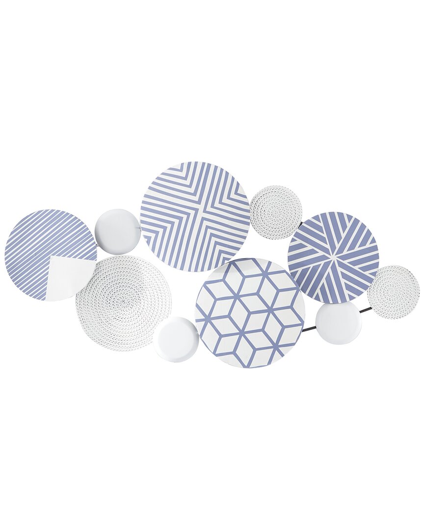 Cosmoliving By Cosmopolitan Plate Metal Wall Decor With Intricate Patterns In Blue