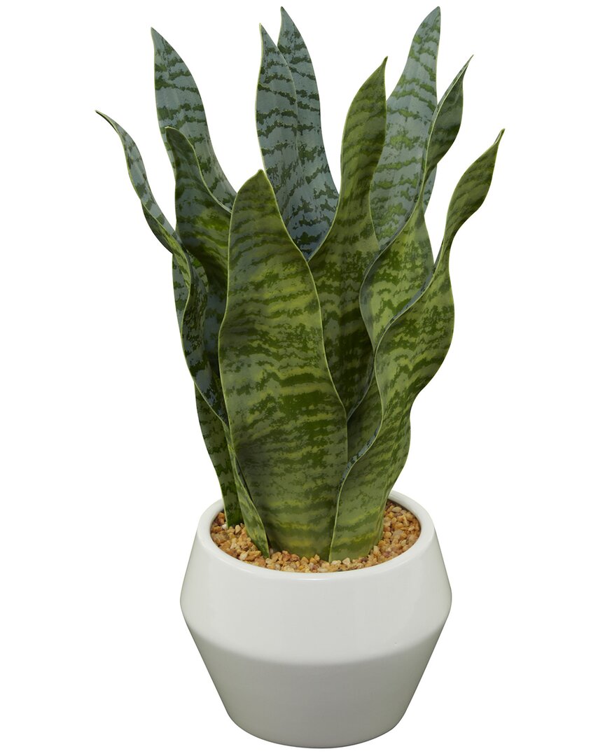 The Novogratz Snake Green Faux Foliage Artificial Plant With White Porcelain Pot