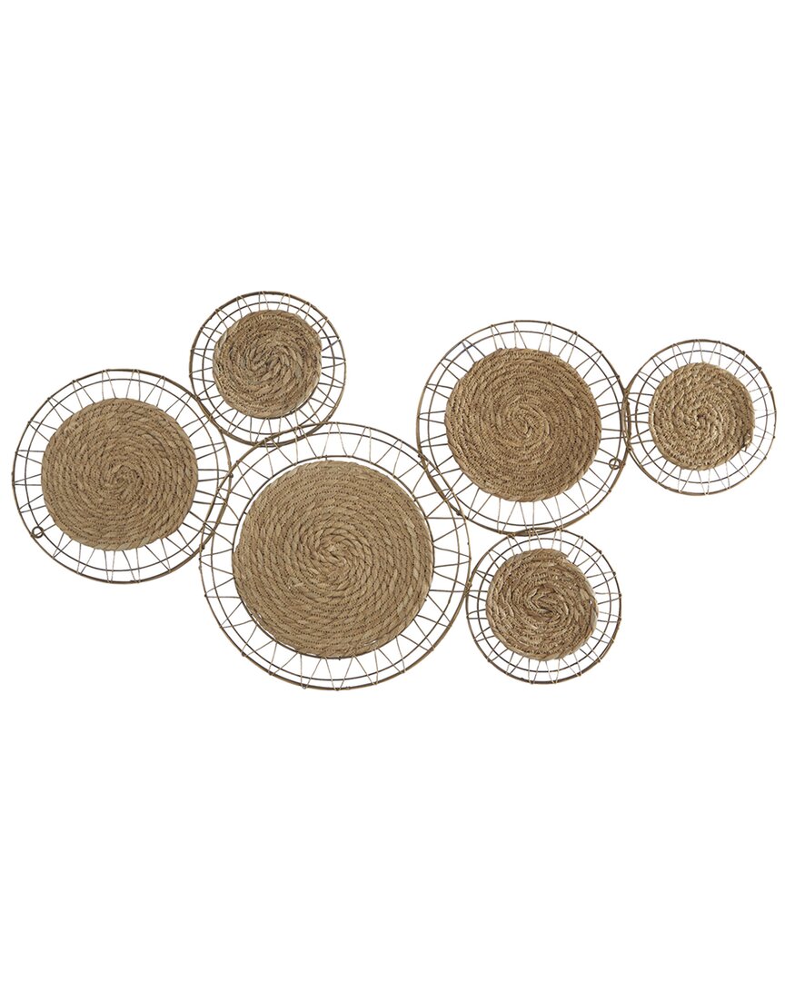 The Novogratz Plate Brown Dried Plant Handmade Woven Wall Decor With Intricate Patterns