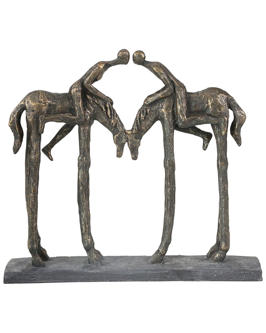 Sagebrook Home Kissing Couple On Horseback Figure In Bronze