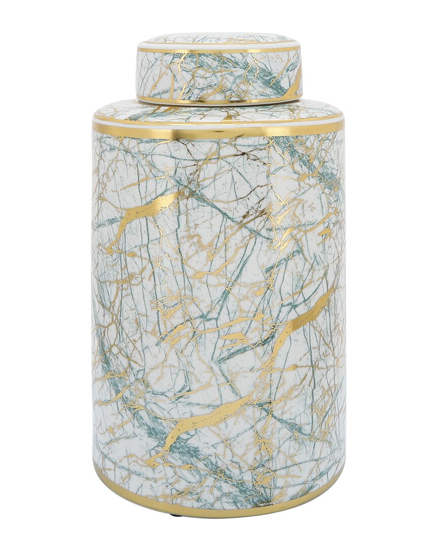 Sagebrook Home 16in Jar With Lid In Green