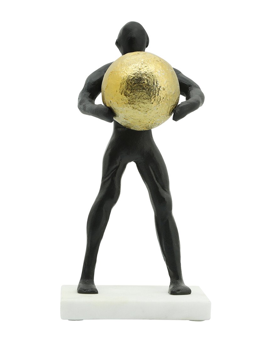 Sagebrook Home Man Carrying Ball Sculpture In Black