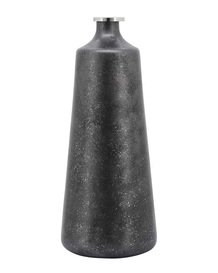 Sagebrook Home 21in Decorative Glass Vase In Black