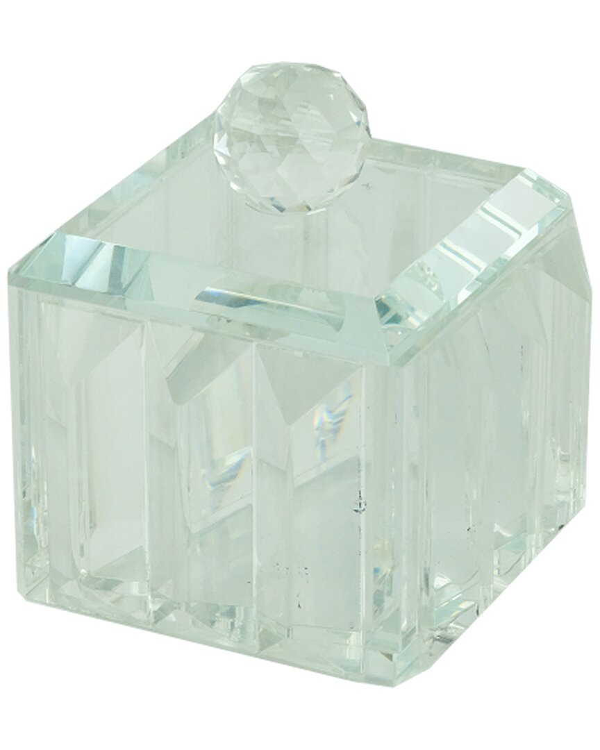 Sagebrook Home Ridged Crystal Trinket Box In Clear