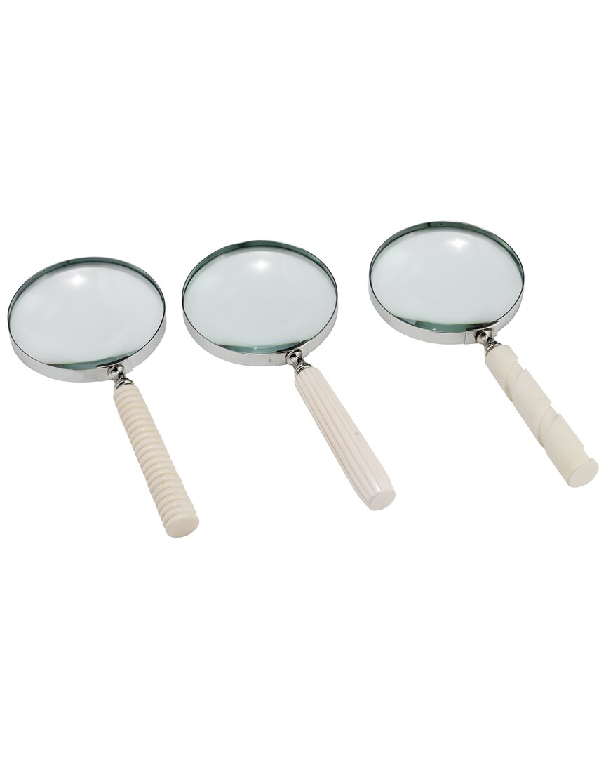 Sagebrook Home Set Of 3 Magnifying Glasses In White
