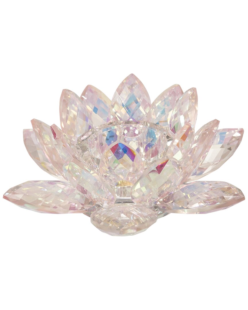 Sagebrook Home Crystal Lotus Votive Holder In Pink