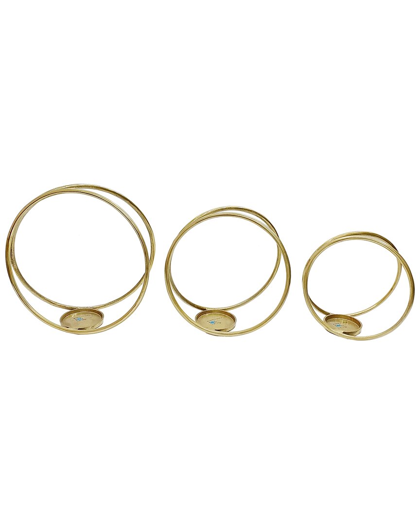 Sagebrook Home Set Of 3 Candle Holders In Gold