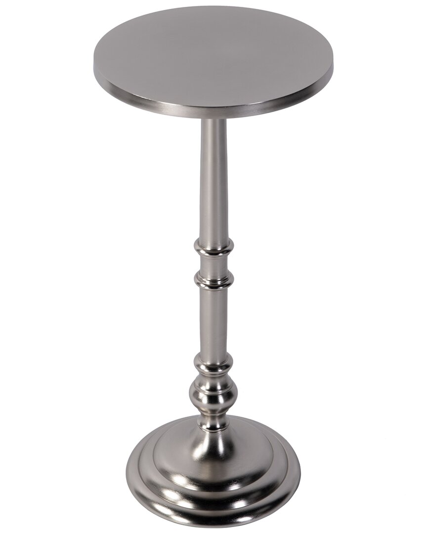 Butler Specialty Company Garland 10 In Round All Metal Pedestal Base End Table In Gray