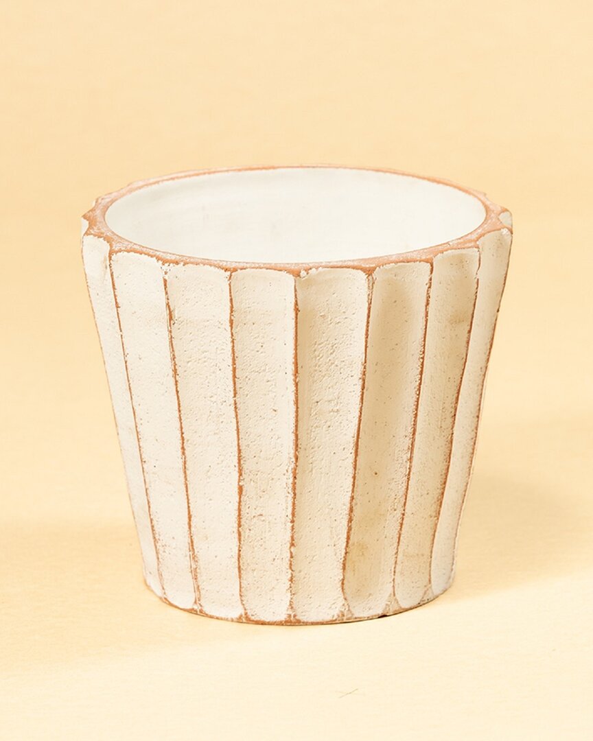 Shop Bidkhome Rustic Fluted Pot In White