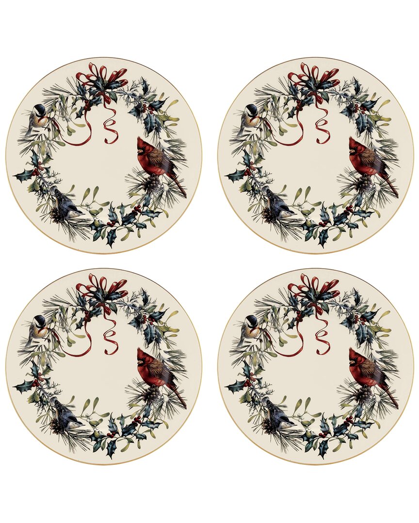 Lenox Set Of 4 Winter Greetings Salad Plates In White