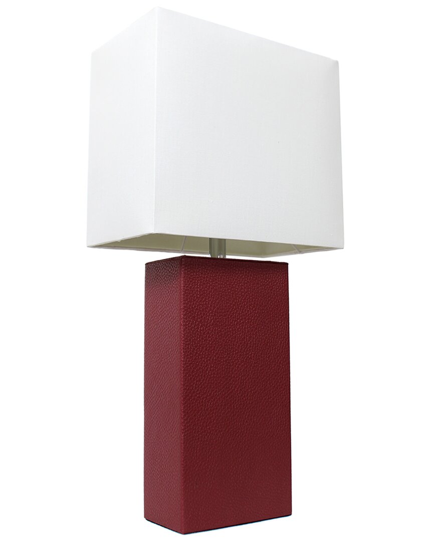 Lalia Home Lexington 21in Leather Base Modern Home Décor Bedside Table Lamp In Red