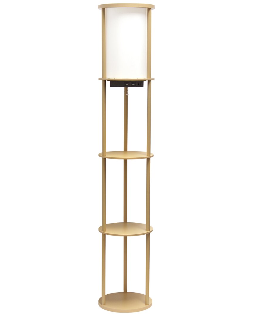 Lalia Home 62.5in Round Modern Shelf Etagere Organizer Storage Floor Lamp In Brown