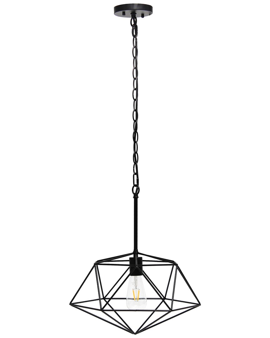 Lalia Home 1 Light 16in Modern Metal Wire Paragon Hanging Ceiling Pendant  Fixture In Black