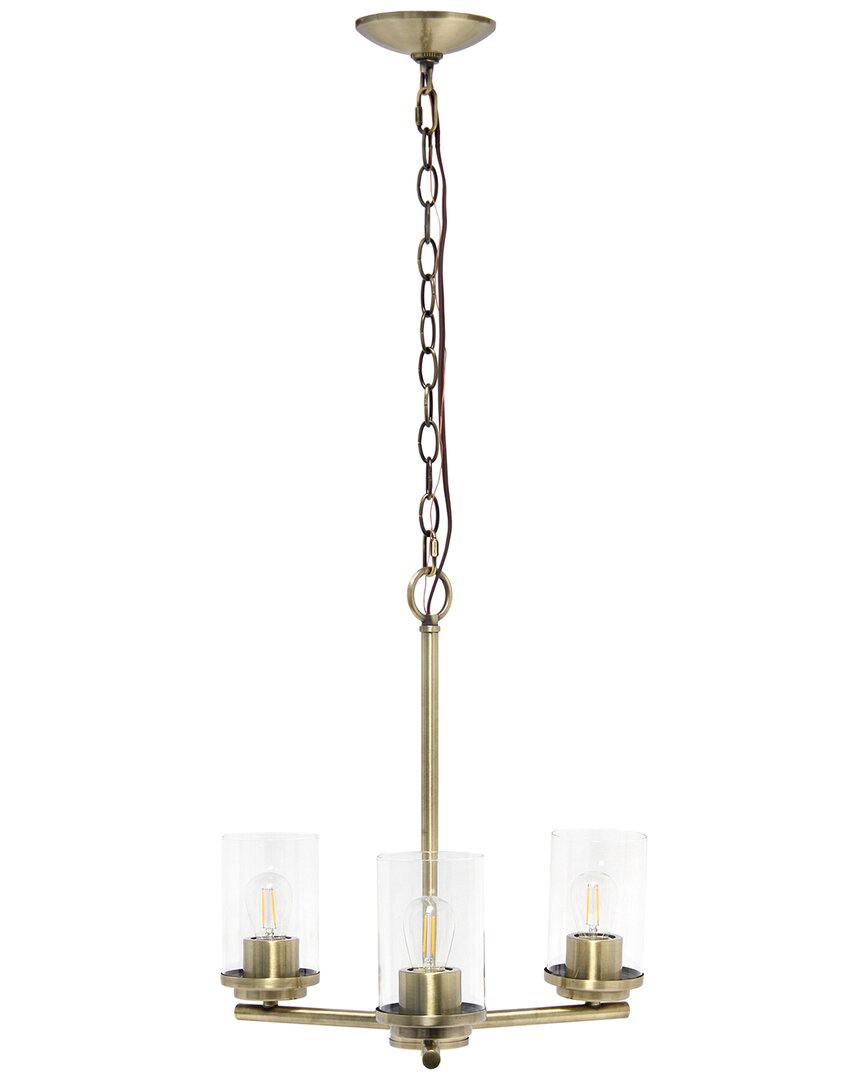 Lalia Home 3-light 15in Classic Contemporary Clear Glass And Metal Hanging  Pendant Chandelier In Gold