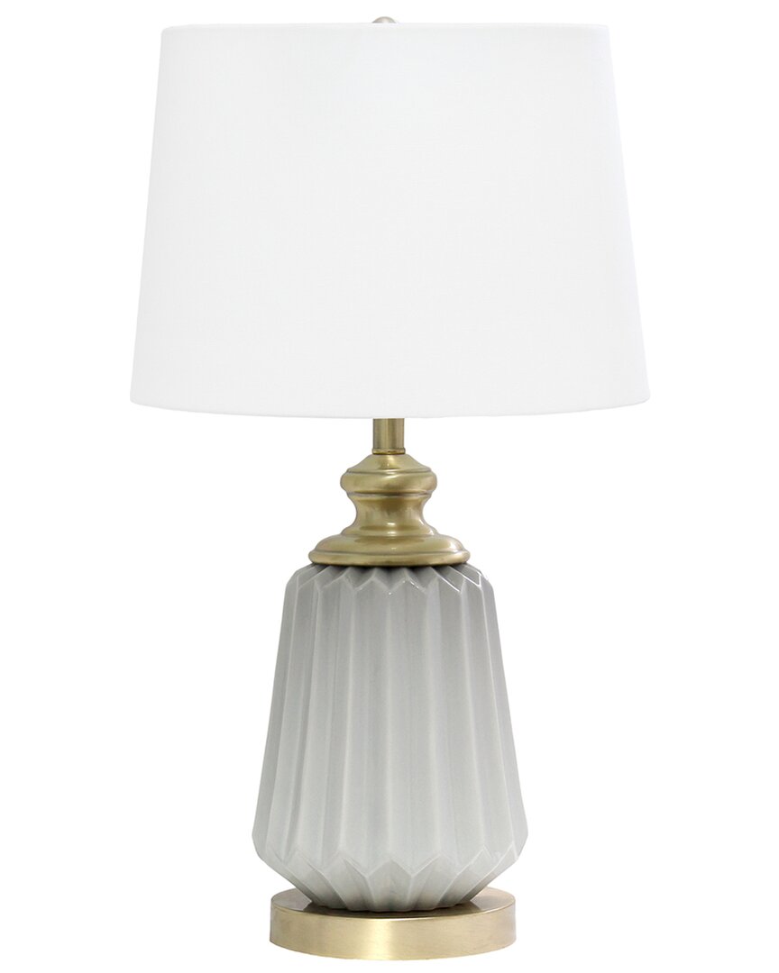 Lalia Home 25in Classic Fluted Ceramic And Metal Table Lamp In Grey