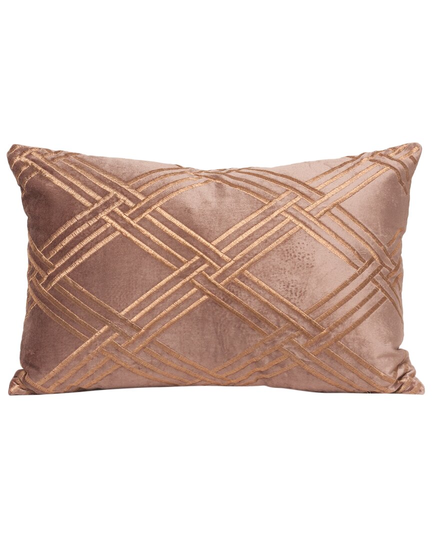 Harkaari Criss Cross Embroidered Throw Pillow In Taupe