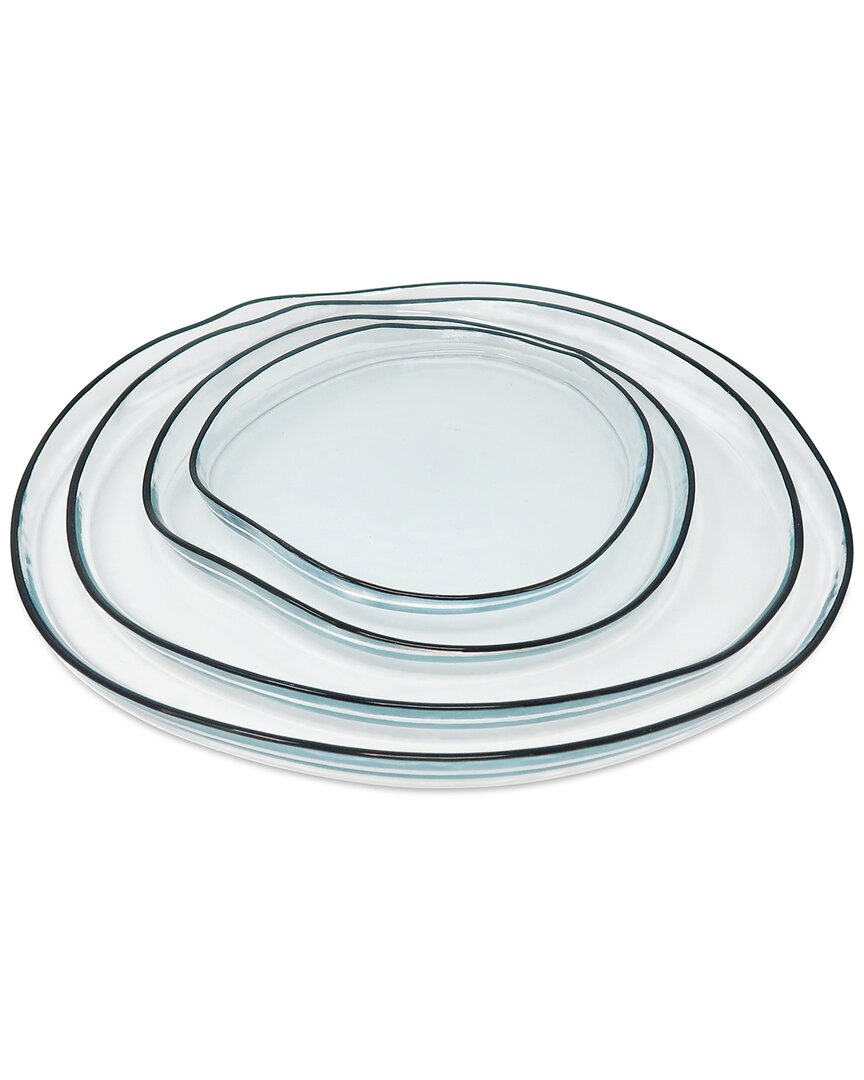 Vivience Set Of 4 Organically Shaped Dessert Plates With Wall Detail