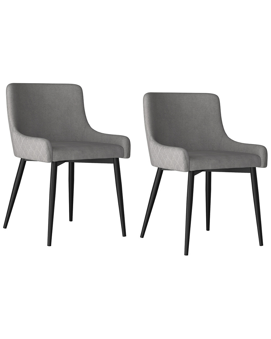 Worldwide Home Furnishings Nspire Set Of 2 Mid Century Upholstered Side Chairs In Grey
