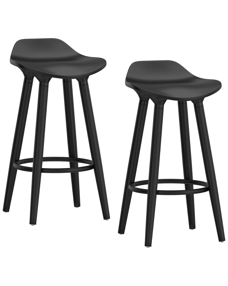 Worldwide Home Furnishings Nspire Mid Century Abs Plastic And Wood Backless 26in Counter Stool In Black