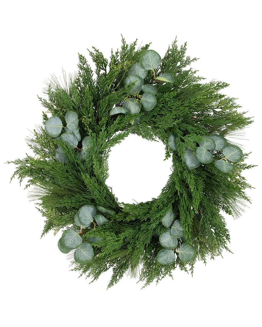 NORTHLIGHT NORTHLIGHT EUCALYPTUS & MIXED PINE ARTIFICIAL CHRISTMAS WREATH