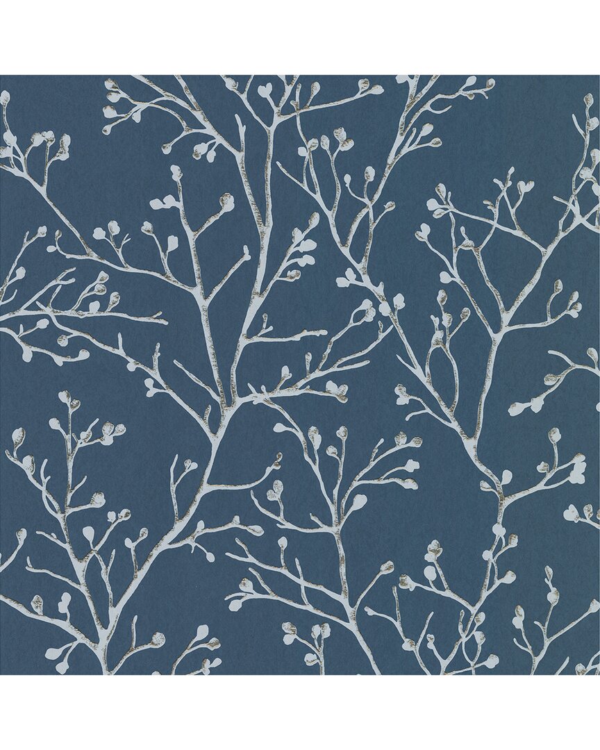 Brewster Koura Sapphire Budding Branches Wallpaper In Multi