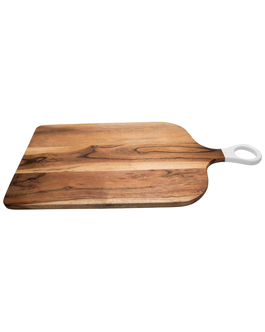 Bidkhome Acacia Wood Cutting Board With White Handle In Beige