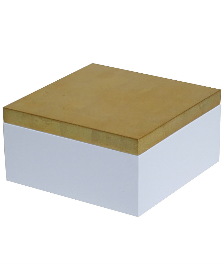 Bidkhome Large Square Box With Gold Leaf Lacquer Lid
