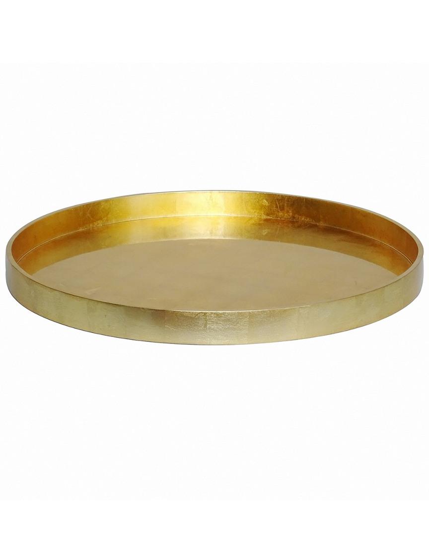 Bidkhome Large Gold Leaf Lacquer Round Serving Tray