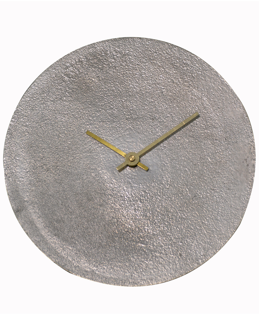 Bidkhome Small Aluminium Table Clock In Metallic