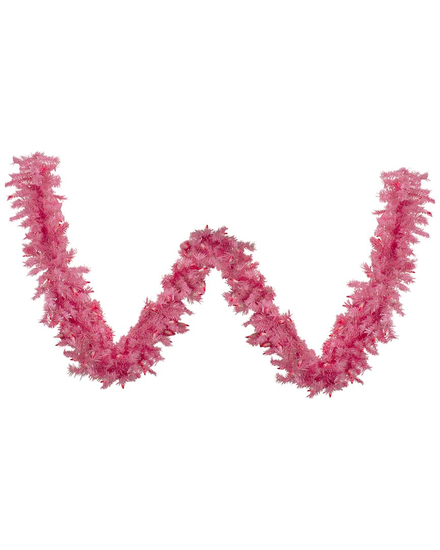 Northern Lights Northlight 9ft X 12in Pre-lit Pink Spruce Artificial Christmas Garland Pink Lights In Pink