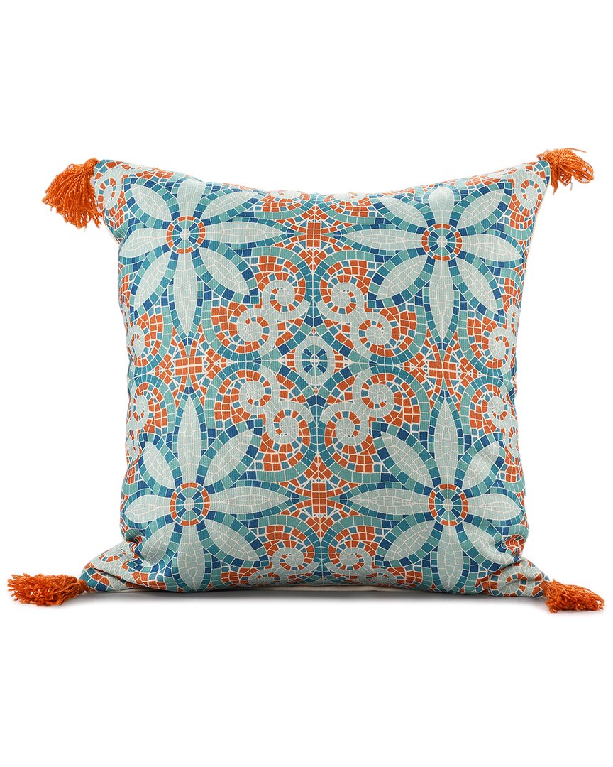 Lr Home Odette Handwoven Floral Indoor/outdoor Throw Pillow In Teal