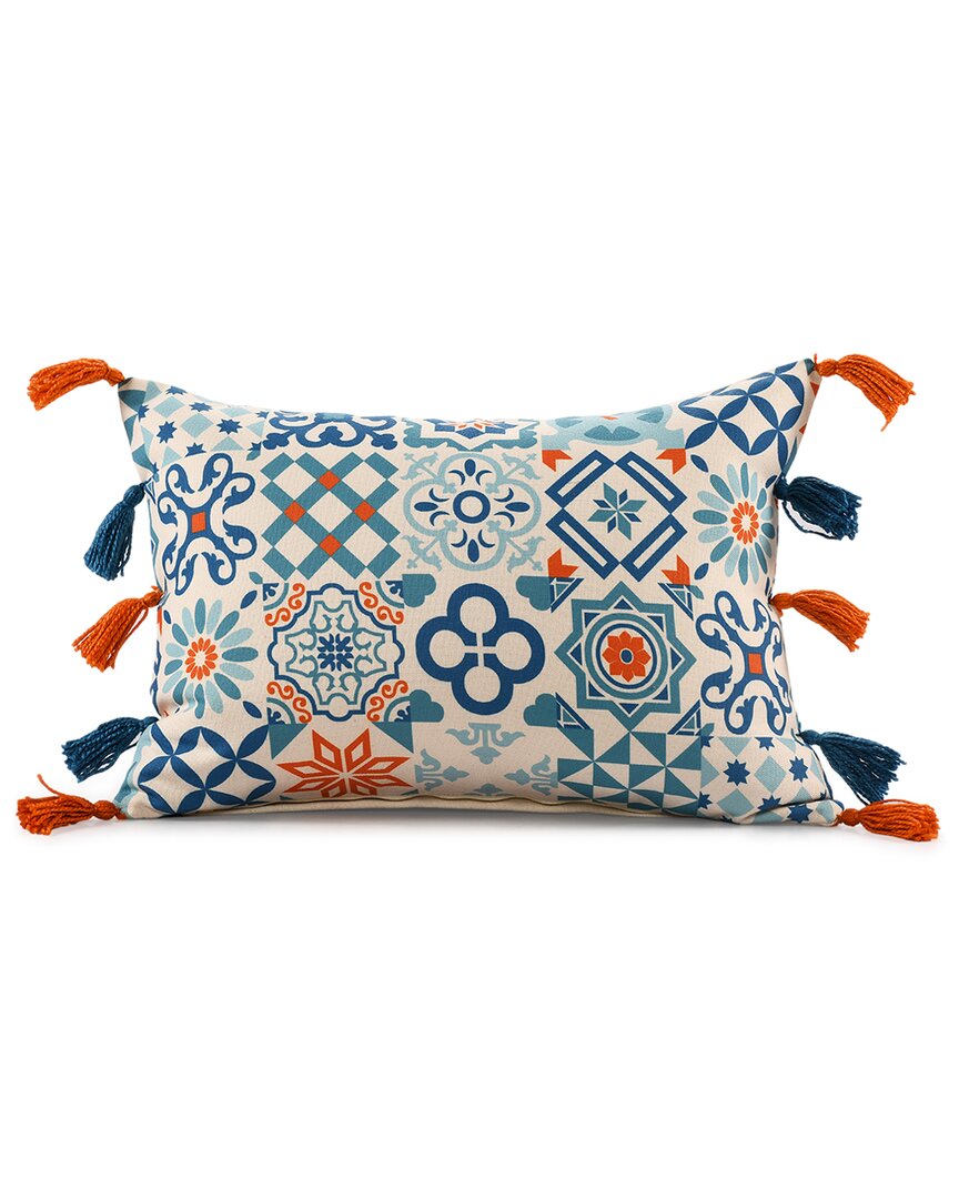 Lr Home Odette Handwoven Geometric Indoor/outdoor Throw Pillow In Teal