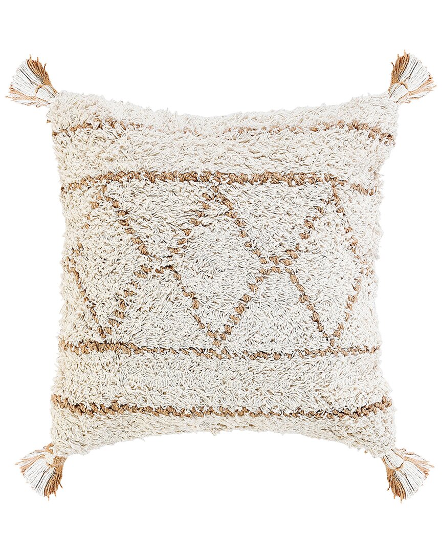 Lr Home Reese Boho-chic Diamond Throw Pillow In White