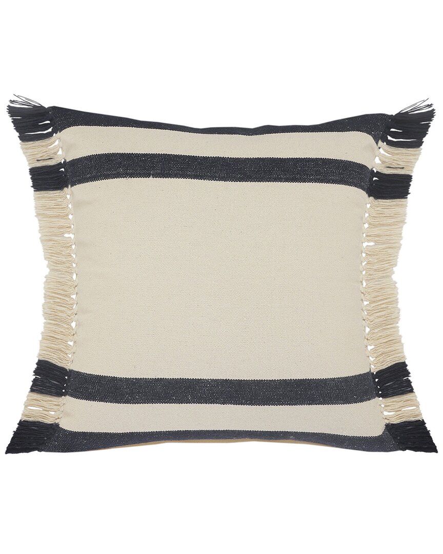 Lr Home Hailey Striped Throw Pillow With Fringe In Blue