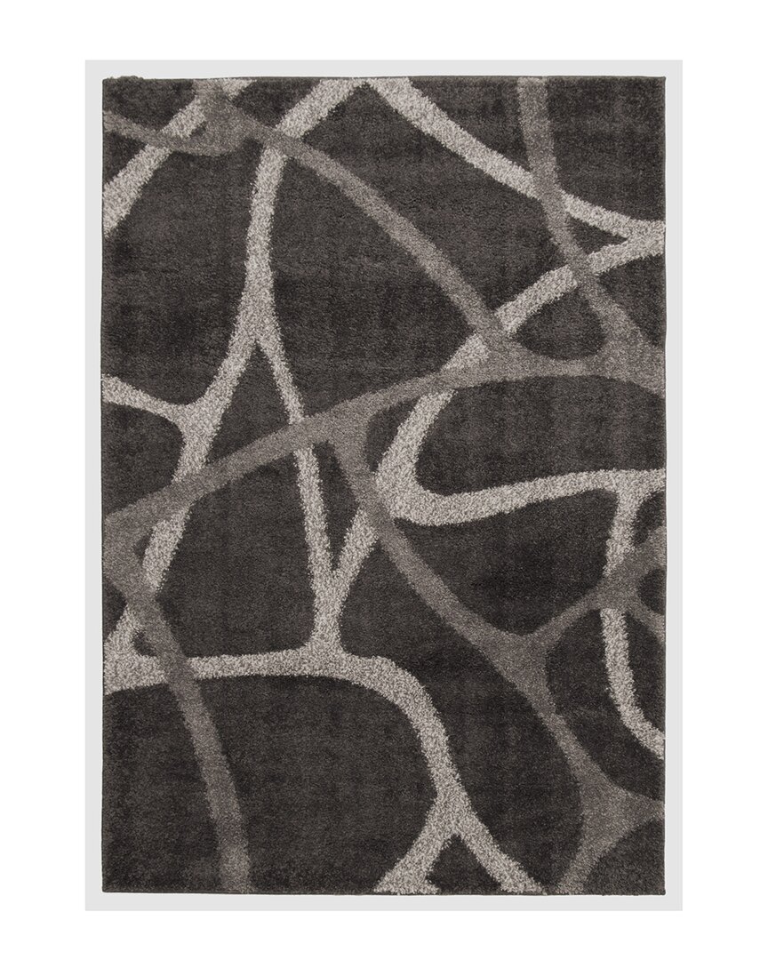 Ecarpet Patina Modern Abstract Shag Rug In Dark Grey