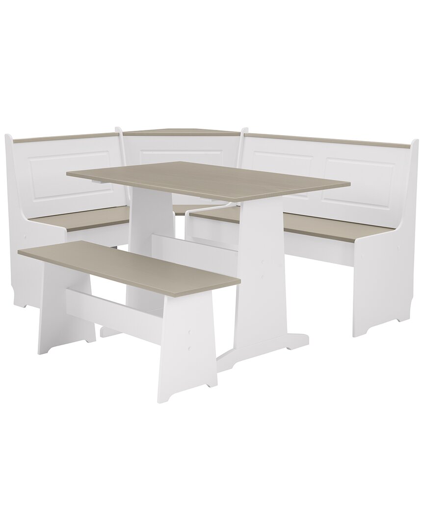 Linon Nooks Corner Nook, Table & Bench In White