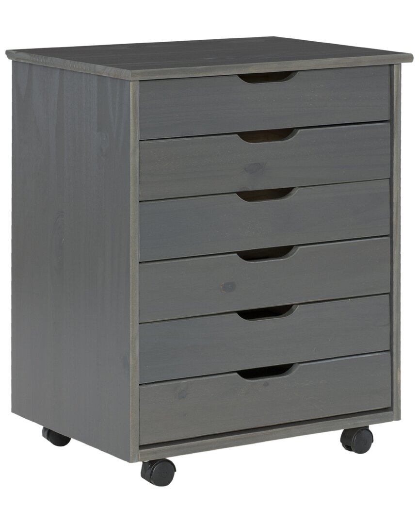 Linon Rudy Rolling 6 Drawer Cart In Grey